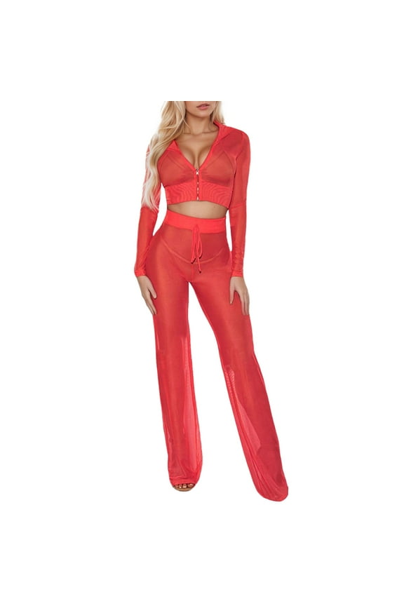 Women's Casual Pants for Everyday Wear V Neck Style with Sheer Detail and Waist Chain Comfortable and Versatile for Spring and Autumn Activities Two Piece for Women Pants Suit Two Tone Suit