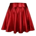 thumbnail image 1 of WENWU Women's Fashion High Waist Pleated Solid Color Short Skirt Loose Skirt Metallic Skater Skirt Sparkly Shiny Flared Pleated A Line Mini Skort Womens Skirts Midi Length Cheer Skirt, 1 of 6