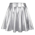 thumbnail image 1 of WENWU Women's Fashion High Waist Pleated Solid Color Short Skirt Loose Skirt Metallic Skater Skirt Sparkly Shiny Flared Pleated A Line Mini Skort Womens Skirts Midi Length Cheer Skirt, 1 of 6