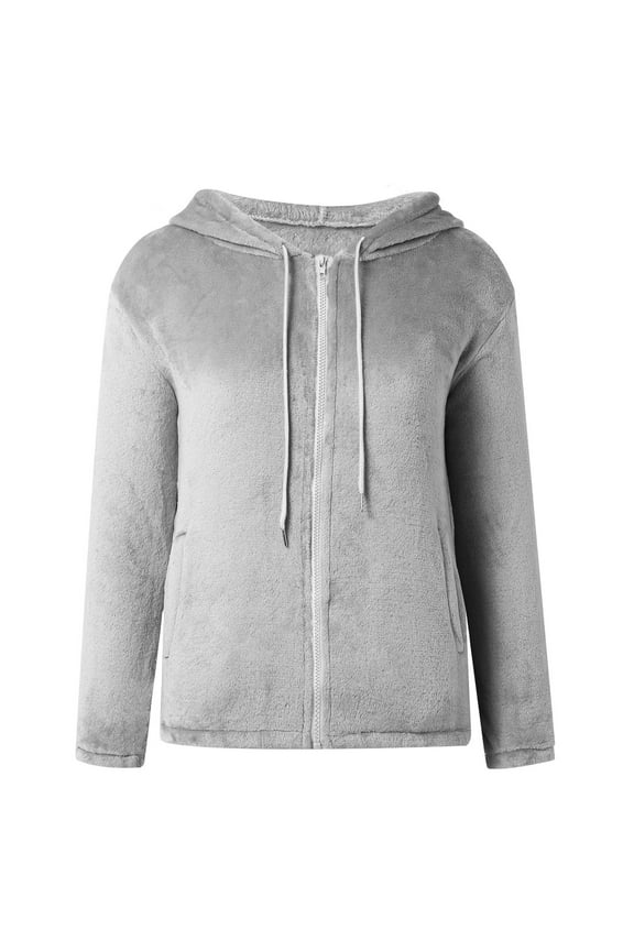 Women's Fuzzy Jacket Oversized Flannel Coat Winter Warm Shaggy Teddy Coats Long Sleeve Outwear with Hood Figs Scrub Jacket Women Zip Jacket Women