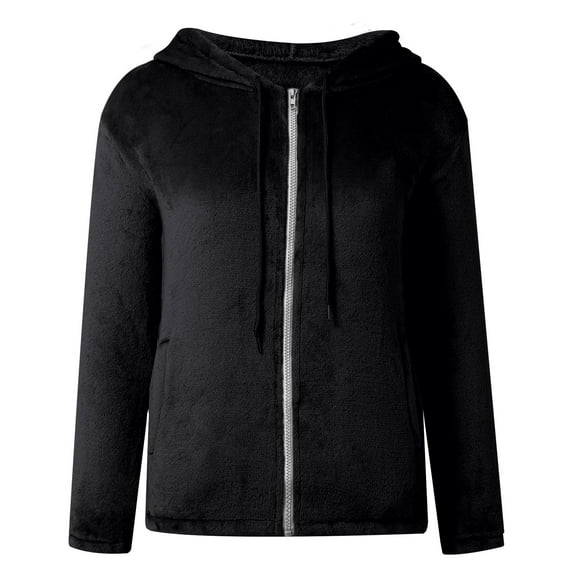 WENWU Women's Fuzzy Jacket Oversized Flannel Coat Winter Warm Shaggy Teddy Coats Long Sleeve Outwear with Hood Figs Scrub Jacket Women Zip Jacket Women