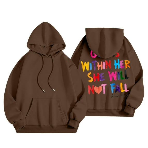 WENWU Women's Hoodies Sweatshirts Long Sleeve Pullover Hoodie Soft Hoodie Brown Sweatshirt Women Fall Clothes Women Fashion