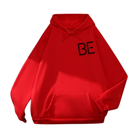 WENWU Women's Hoodies Sweatshirts Long Sleeve Pullovers for Women Graphic Hoodie Red Sweater Cute Winter Outfits for Women Clothing for Women