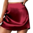 thumbnail image 1 of WENWU Women's Mini A Line Skirt Skirt High Waist Zipper Satin Ribbon Lined Skirt Skirt Skirt Lingerie Skirt, 1 of 8