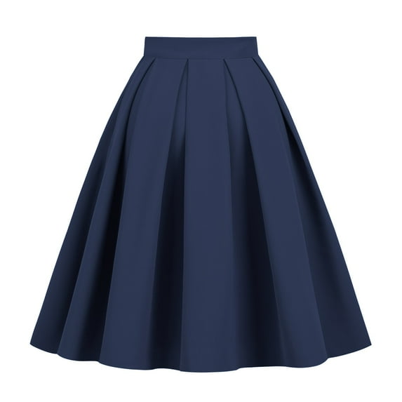 WENWU Women's Pleated Skirt Floral Print A Line Midi Skirts with Pockets Poodle Skirt plus Size Jean Skirt