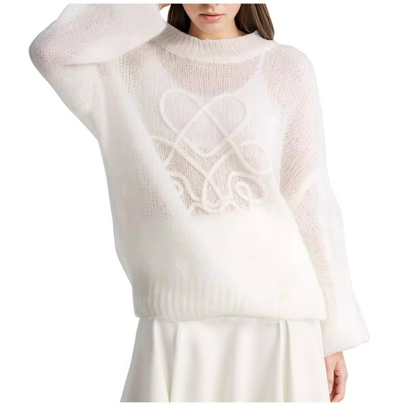 WENWU Women's Rainbow Striped Sweater Pullover Oversized Long Sleeve Fall Casual Loose Knit Tops Sweaters Bulk Sweater for Elderly Women