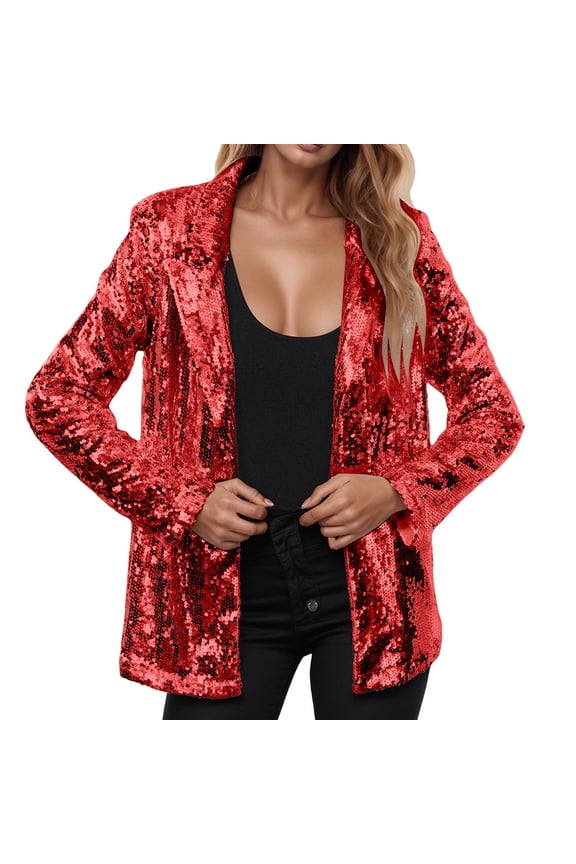 Women's Sequin Jackets Open Front Jacket Casual Long Sleeve Sparkly Cardigan Coat with Pocket plus Size Winter Coats for Women 3x Corn Coat