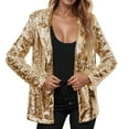 thumbnail image 1 of WENWU Women's Sequin Jackets Open Front Jacket Casual Long Sleeve Sparkly Cardigan Coat with Pocket plus Size Winter Coats for Women 3x Corn Coat, 1 of 8