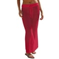 thumbnail image 1 of WENWU Women's Solid Crochet Swim Skirt Bikini Cover Up Elastic Waist Swimsuit Coverup Long Beach Cover Ups Tassel Skirt Pleated Skirts for Women plus Size, 1 of 5