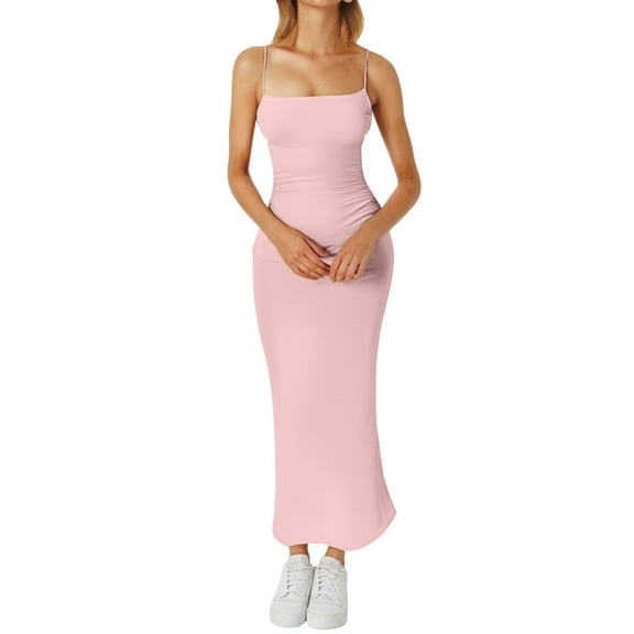 WENWU Women's Spring Dress Milk Silk Strap Dress for Summer Dress Casual Womens Dress Clothes