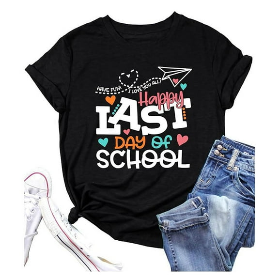 WENWU Women's Summer Casual Print Comfortable Fashion Color Round Neck Short Sleeve T Shirt Juniors Graphic Tops T Shirts Short Sleeve for Women