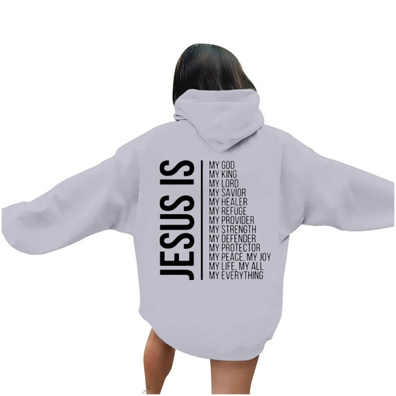 WENWU Women's Sweatshirts Hoodies Jesus Loves You Hoodie Letter Print Hoodies Oversized Women Hoodies Pullover Women Fall Outfits Workout Wear