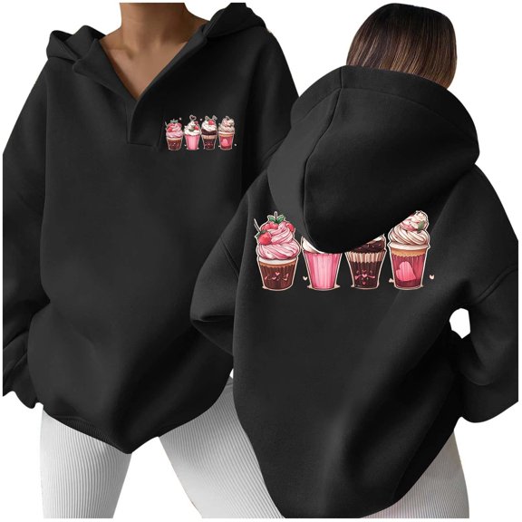 WENWU Women's Sweatshirts Hoodies Long Sleeve Hoodie Pullover Hoodies Soft Hoodie Black Hoodie Y2k Fall Outfits for Women 2025 Women Fashion