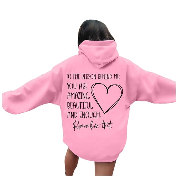 WENWU Women's Sweatshirts Hoodies Long Sleeve Pullover Hoodie Cozy Sweatshirts for Women Pink Hoodie Y2k Winter Essentials Casual Clothes