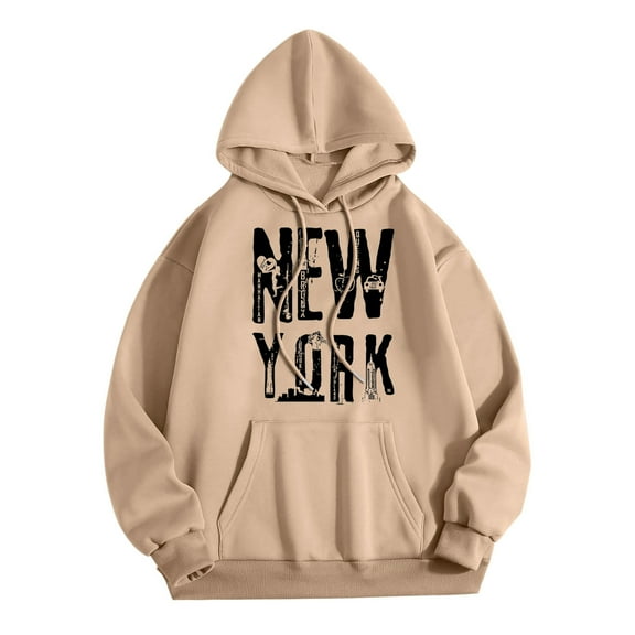 WENWU Women's Sweatshirts Hoodies Long Sleeve Womens Pullover Hoodie Unisex Hoodie Khaki Sweatshirt Womens Fall Fashion Womens Trendy Clothes