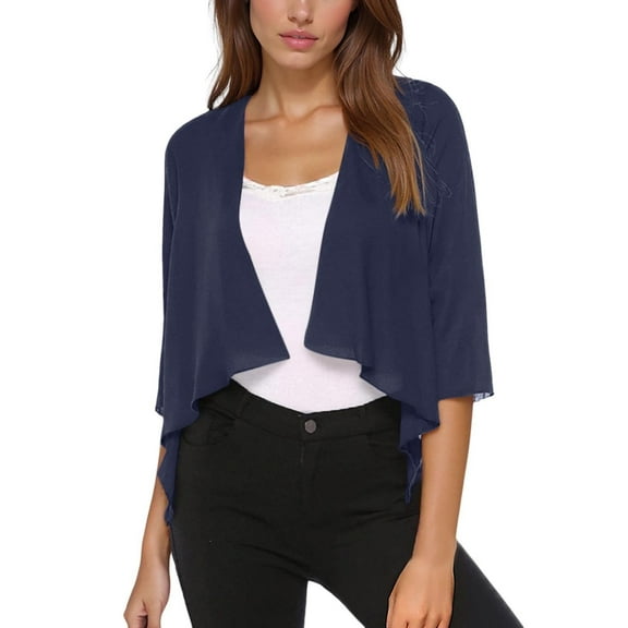 WENWU Women's Thin Chiffon Shirt Casual Dress Shawl Hem Irregular Design Fashion Solid Color Cardigan Creme Cardigans Summer Light Sweaters