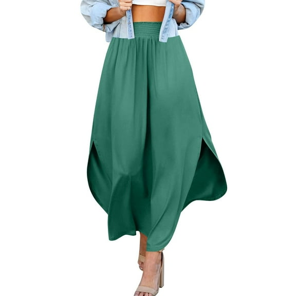 WENWU Women's Waist Band Side Split Maxi Skirt with Pocket Skirts for Men Skirt for Women