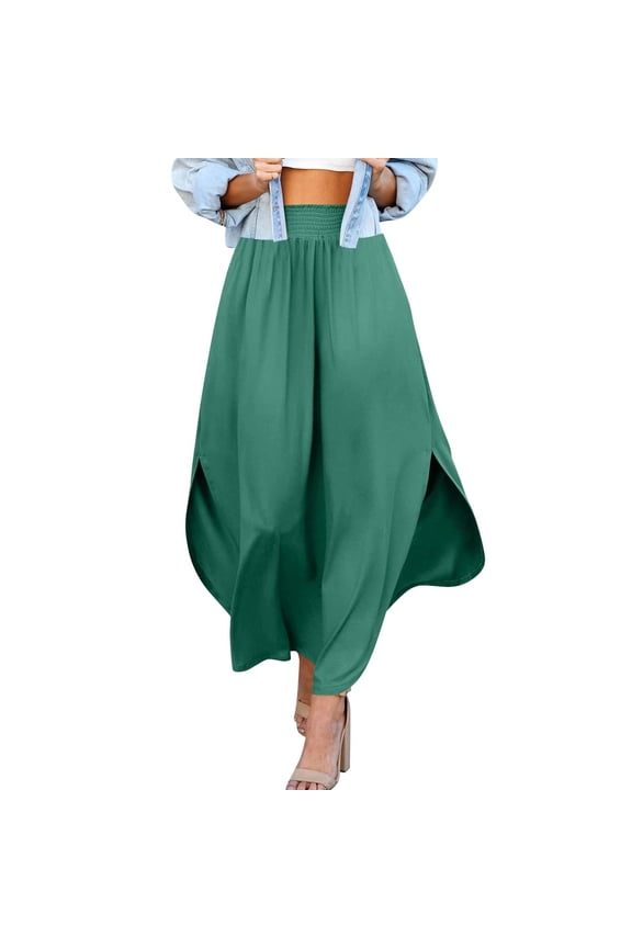 Women's Waist Band Side Split Maxi Skirt with Pocket Skirts for Men Skirt for Women