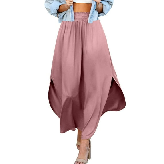 WENWU Women's Waist Band Side Split Maxi Skirt with Pocket Skirts for Men Skirt for Women