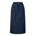 thumbnail image 1 of WENWU Women's and Linen Skirt Spring and Summer A Line Midi Skirt with Pockets Jean Skirt for Women Stretchy Corduroy Skirt, 1 of 6