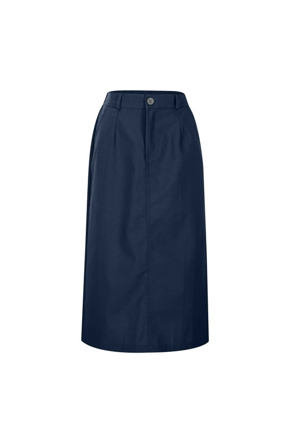 Women's and Linen Skirt Spring and Summer A Line Midi Skirt with Pockets Jean Skirt for Women Stretchy Corduroy Skirt
