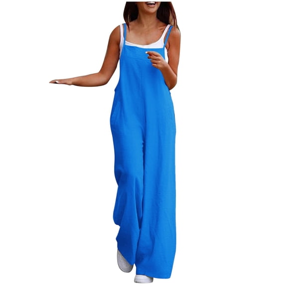 WENWU Womens Casual Jumpsuit Comfortable Shoulder Strap Loose Jumpsuit Pocket Summer Fashion Jumpsuit New Years Eve Jumpsuit Light Jumpsuit Women