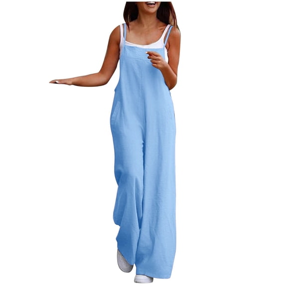 WENWU Womens Casual Jumpsuit Comfortable Shoulder Strap Loose Jumpsuit Pocket Summer Fashion Jumpsuit New Years Eve Jumpsuit Light Jumpsuit Women