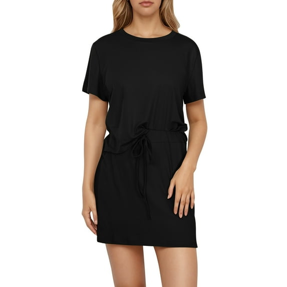 WENWU Womens Casual Summer 2 Piece Short Skirt Sets Short Sleeve Tshirt and Tennis Skort Dressy Matching Sweatsuits Woman Swimsuit Dress Swim Bottom Shorts Women