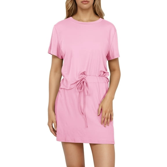 WENWU Womens Casual Summer 2 Piece Short Skirt Sets Short Sleeve Tshirt and Tennis Skort Dressy Matching Sweatsuits Woman Swimsuit Dress Swim Bottom Shorts Women