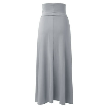 WENWU Womens Double Split Maxi Long Skirt Ladies Plain Basic Two Side Slit 4 22 Silk Skirts for Women Short Wrap Skirt
