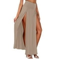 thumbnail image 1 of WENWU Womens Double Split Maxi Long Skirt Ladies Plain Basic Two Side Slit Preppy Skirts Disposable Table Skirts, 1 of 5