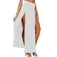 thumbnail image 1 of WENWU Womens Double Split Maxi Long Skirt Ladies Plain Basic Two Side Slit Preppy Skirts Disposable Table Skirts, 1 of 5