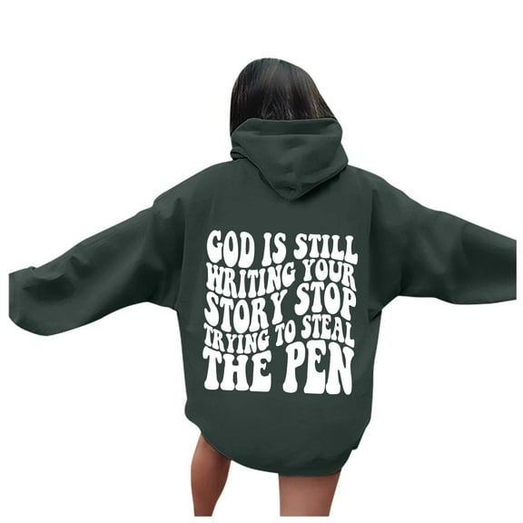 WENWU Womens Hoodie Long Sleeve Hoodie Womens Pullover Sweatshirt Cute Hoodies Dark Gray Hoodies for Women Winter Essentials Comfy Clothes for Women