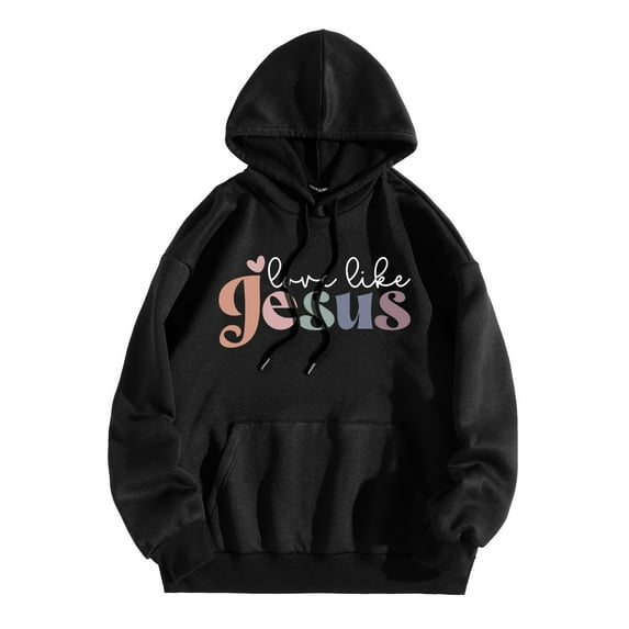 WENWU Womens Hoodie Long Sleeve Hoodie for Women Pullover Oversized Hoodie for Women Black Sweatshirt Womens Winter Tops for Women Trending Fashion