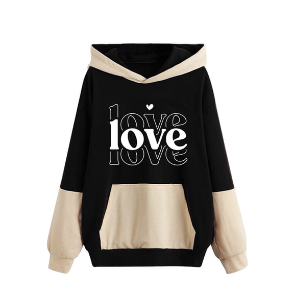 WENWU Womens Hoodie Long Sleeve Pullover Hoodie Sweatshirt Baggy Hoodies Black Sweatshirt Womens Fall Fashion 2025 Young Women's Wear