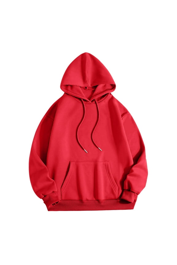 Womens Hoodie Long Sleeve Womens Pullover Hoodie Baggy Hoodies Red Hoodie Women Fall Outfits Preppy Clothes Teen Girl