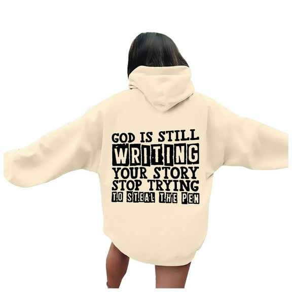 WENWU Womens Hoodies Jesus Hoodies Letter Print Christian Sweatshirt Oversized Pullovers for Women Fall Essentials College Wear