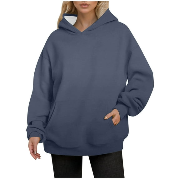 WENWU Womens Hoodies Long Sleeve Hoodie Pullovers for Women Cute Hoodies Navy Hoodies for Women Fall Outfits for Women 2025 Trendy Street Style Clothes