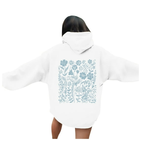 WENWU Womens Hoodies Long Sleeve Hoodie Pullovers for Women Unisex Hoodie White Sweatshirts Fall Outfits for Women 2025 Trendy Women's Clothing