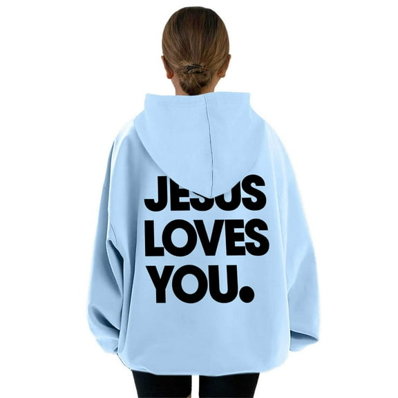 WENWU Womens Hoodies Long Sleeve Hoodie Womens Pullover Hoodie Graphic Hoodie Light Blue Womens Sweatshirt Fall Jacket Women Teen Clothing