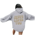 thumbnail image 1 of WENWU Womens Hoodies Long Sleeve Hoodies for Women Pullover Baggy Hoodies Grey Hooded Sweatshirt Fall Clothing Young Women, 1 of 6