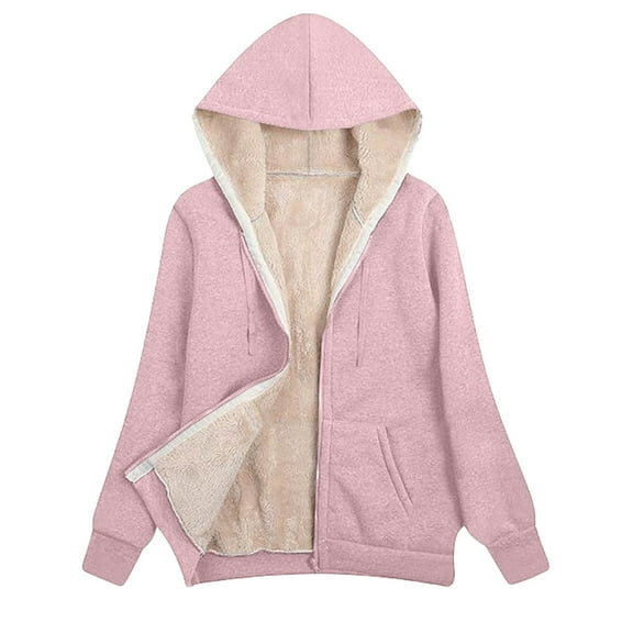 WENWU Womens Hoodies Long Sleeve Womens Zipper Hoodie Cozy Sweatshirts for Women Pink Hooded Sweatshirt Fall Outfits Women’S Clothes