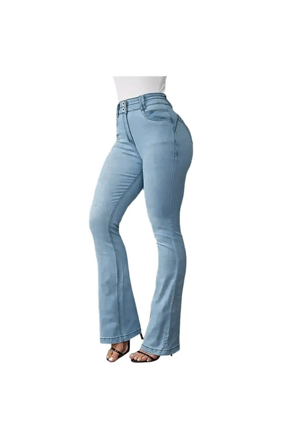 Womens Jeans Casual High Waist Pants Trousers Pockets Classic Denim Jeans Straight Women Womens Designer Pants