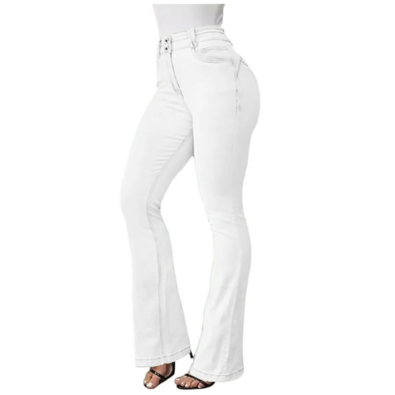 WENWU Womens Jeans Casual High Waist Pants Trousers Pockets Classic Denim Jeans Straight Women Womens Designer Pants