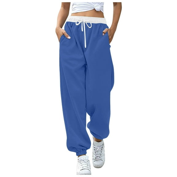 WENWU Womens Pants Casual Womens Pants Blue Pants for Women Loose Pants for Women Wide Legged Pants with Pockets Fall Pants for Women 2025
