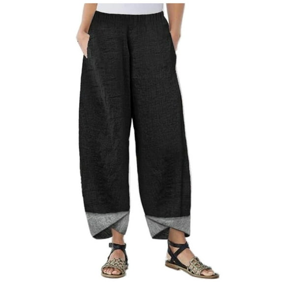 WENWU Womens Pants Ladies Casual Pants Black Work Pants Women'S Lounge Pants Womens Wide Leg Pants with Pockets Women Summer Pants