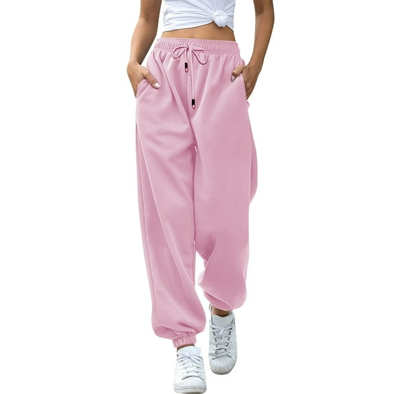 WENWU Womens Pants Women Casual Pants Pink Baggy Pants Women'S Lounge Pants Wide Leg Pants Summer Pants for Women 2025