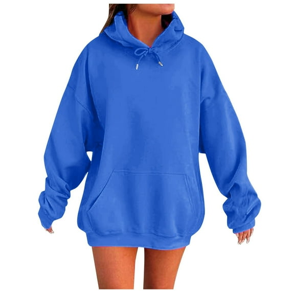 WENWU Womens Sweatshirt Hoodies Long Sleeve Women Pullover Unisex Hoodie Blue Sweatshirt Women Fall Outfits for Women 2025 Trendy Cute Womens Clothes