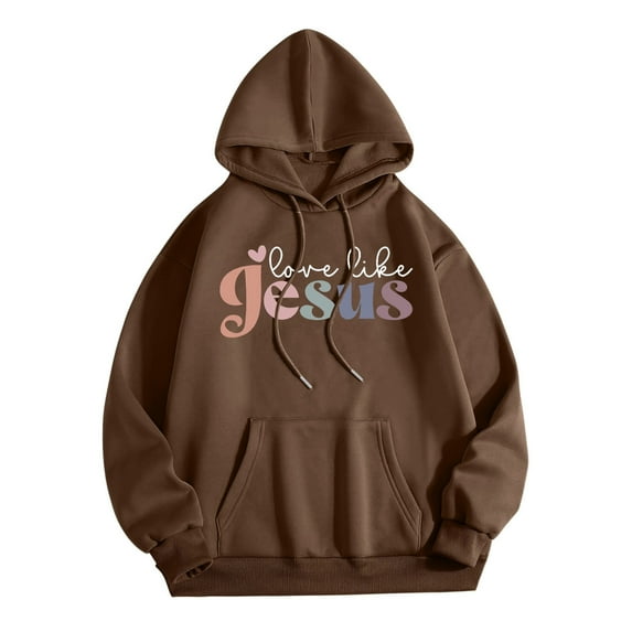 WENWU Womens Sweatshirt Hoodies Long Sleeve Womens Pullover Sweatshirts Baggy Hoodies Brown Sweatshirt Womens Winter Hoodies for Women Cute Womens Clothes