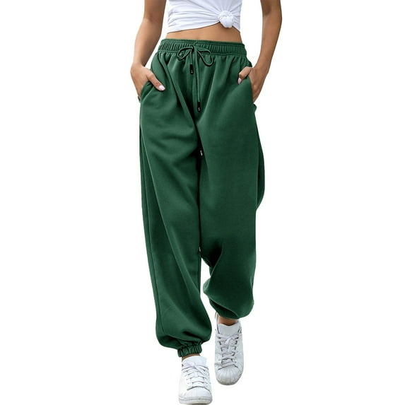 WENWU Womens Trousers Casual Pants Dark Green Womens Pants Comfy Pants Wide Leg Trousers Women Women'S Fall Pants